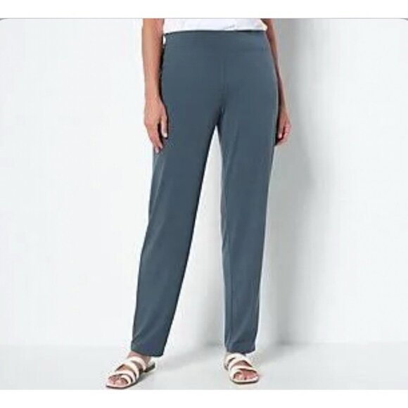 Susan Graver Modern Essentials Liquid Knit Slim Leg Pants 5X Graphite A557580 . - Picture 1 of 3